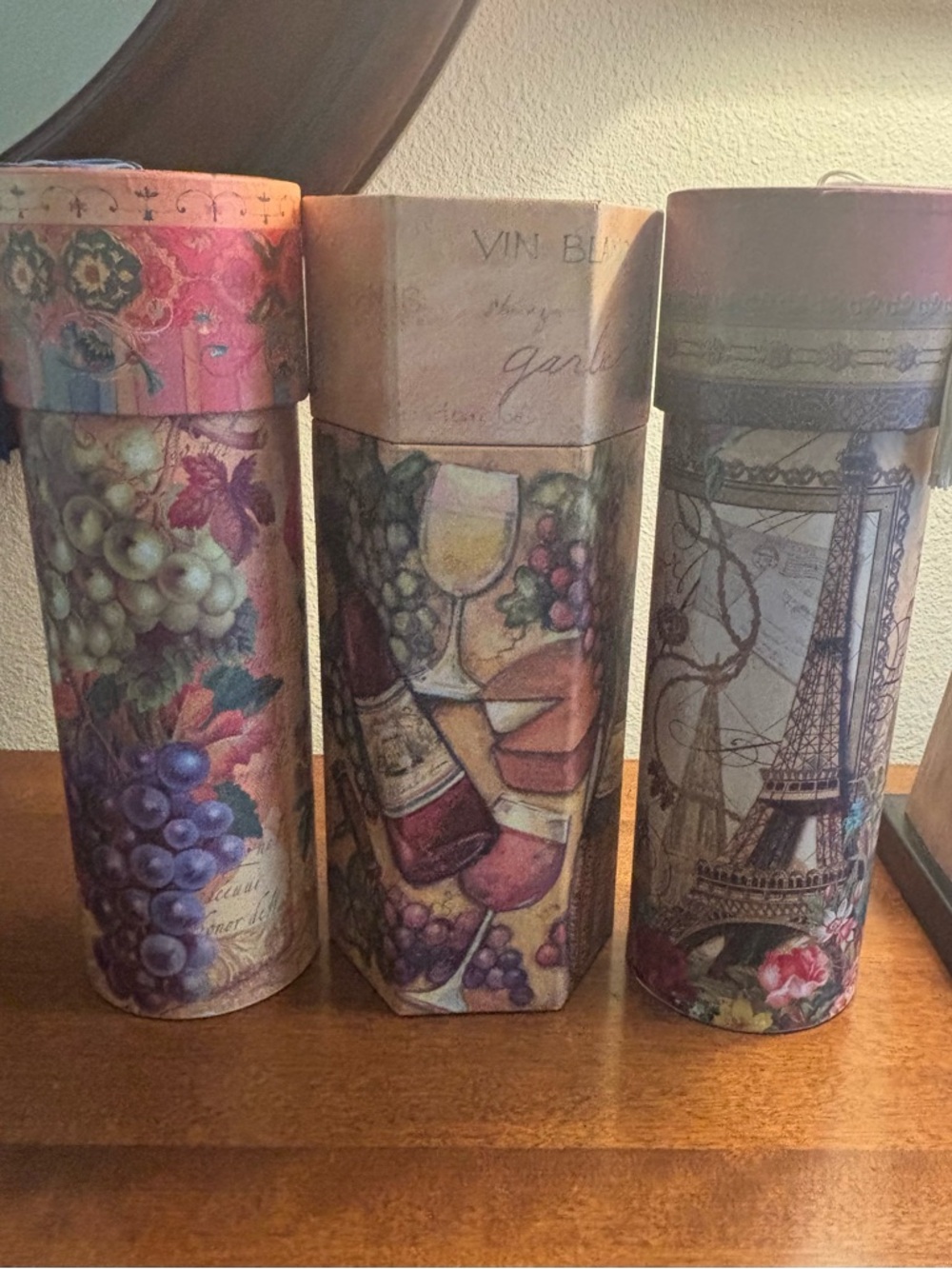 Decorative Wine-Themed 13” Tall Storage or Gift Canisters - Multicolor